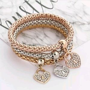 Set Of Three Bracelets Rose Gold, Silver and Gold